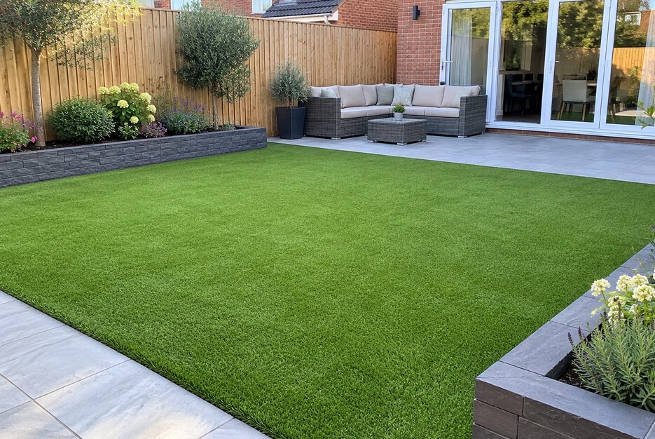 Artificial grass used in garden