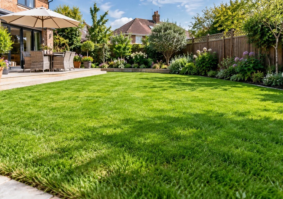 Real grass used in garden